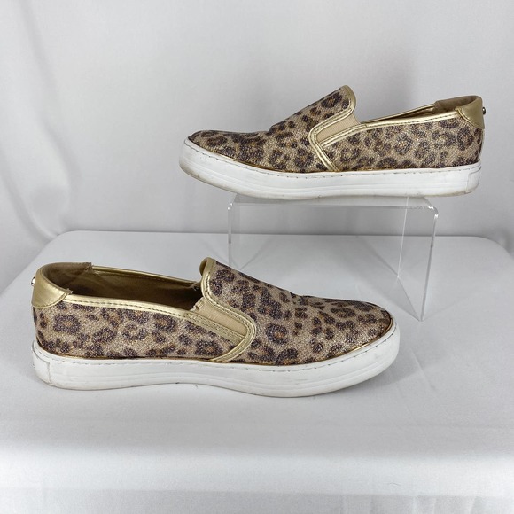 G By Guess Gollys 2 Sneakers Sparkle Leopard Gold Metallic Slip On Flat Shoes 10 - Picture 2 of 10